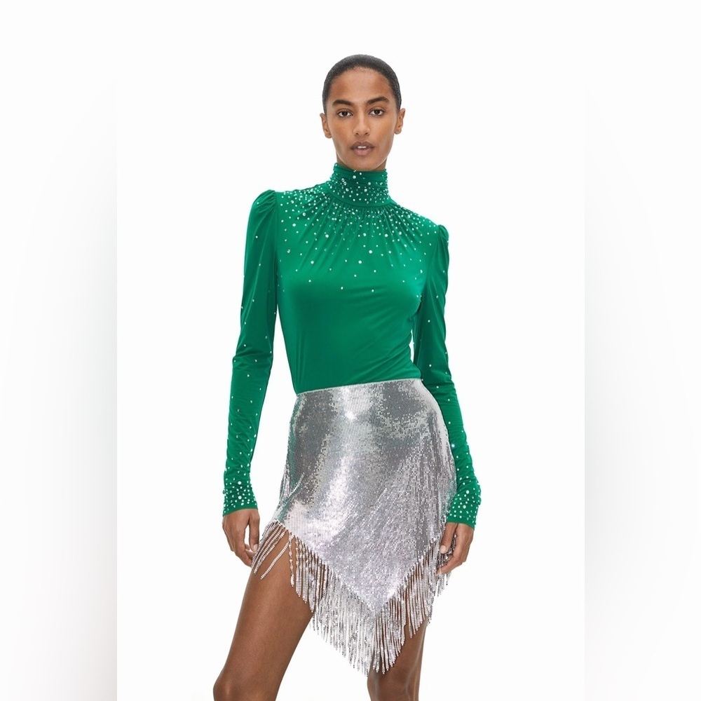 NWOT Paco Rabanne x HM Embellished Sequin Top Green Size Small